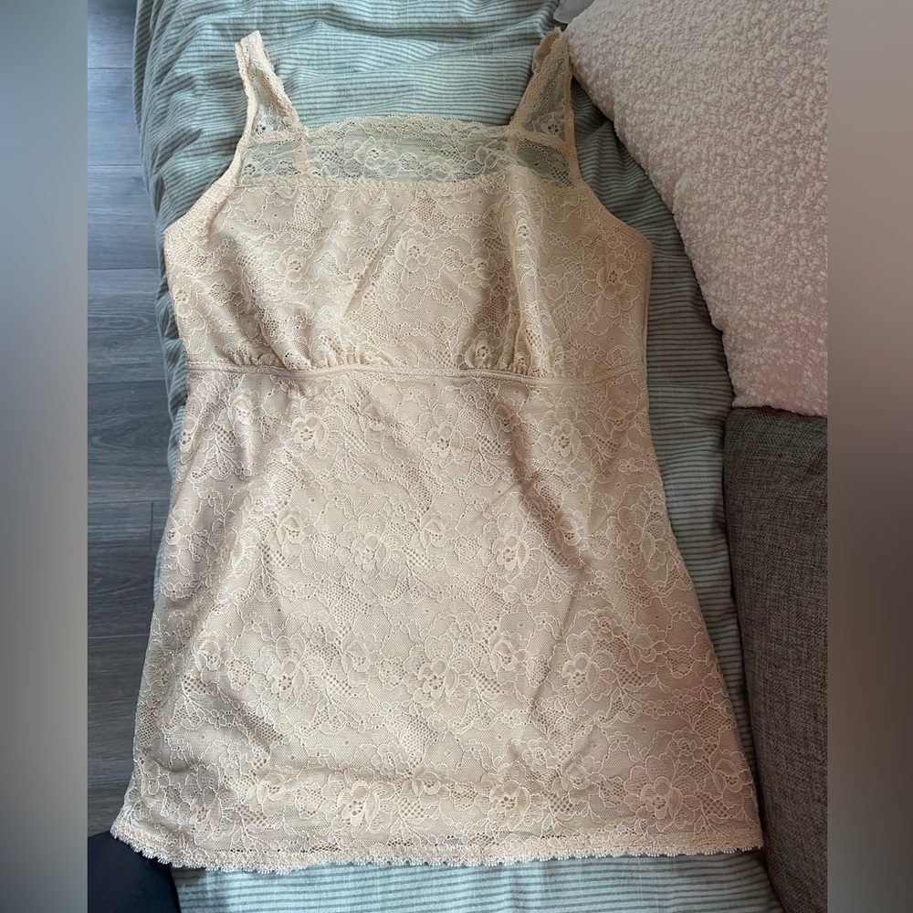 Maidenform Inspirations Lace Beige Shapewear, Size XL